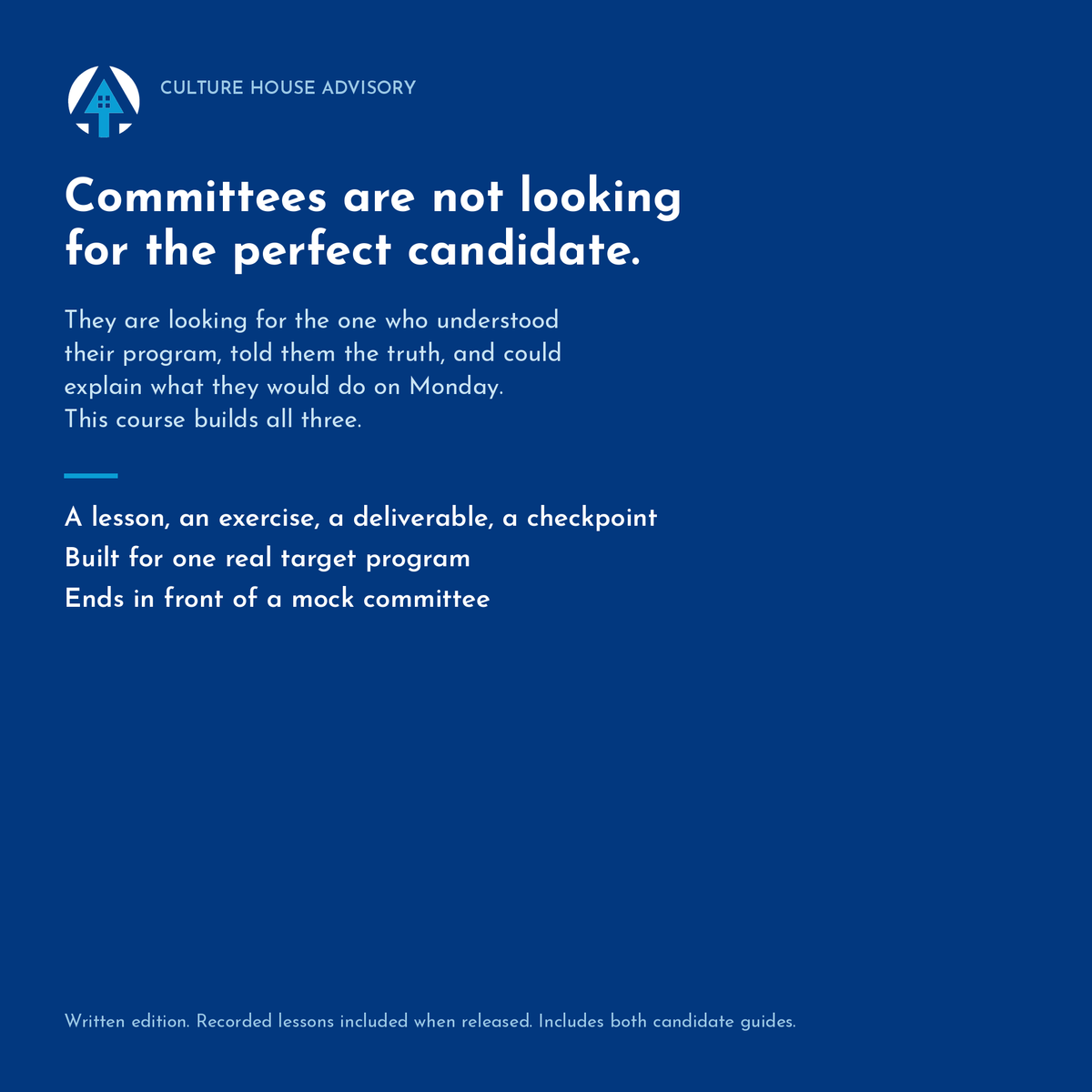 Committees are not looking for the perfect candidate; Head Coach Ready builds the file they are looking for
